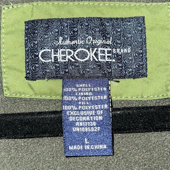 Cherokee Kids Windbreaker Jacket Insulated Full Zip Green Gray Youth Size Large - Picture 6 of 6